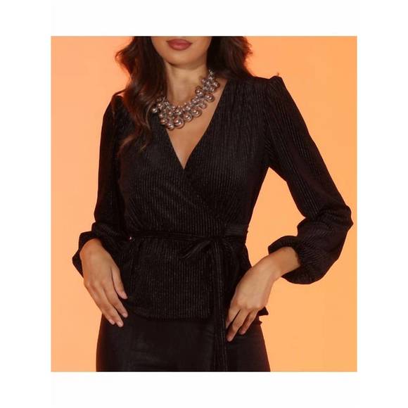 NEW VERONICA M lucio velvet wrap top in black - Picture 1 of 3